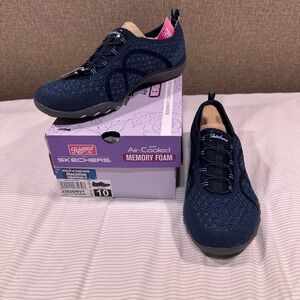 Skechers Blue Sneakers with Mesh Upper and Lace-Up Design